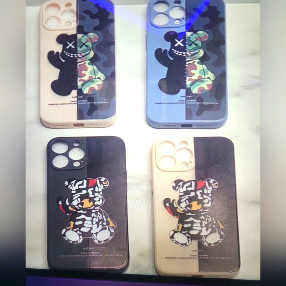 Fashion side gloomy cool bear iPhone case for 13 pro.